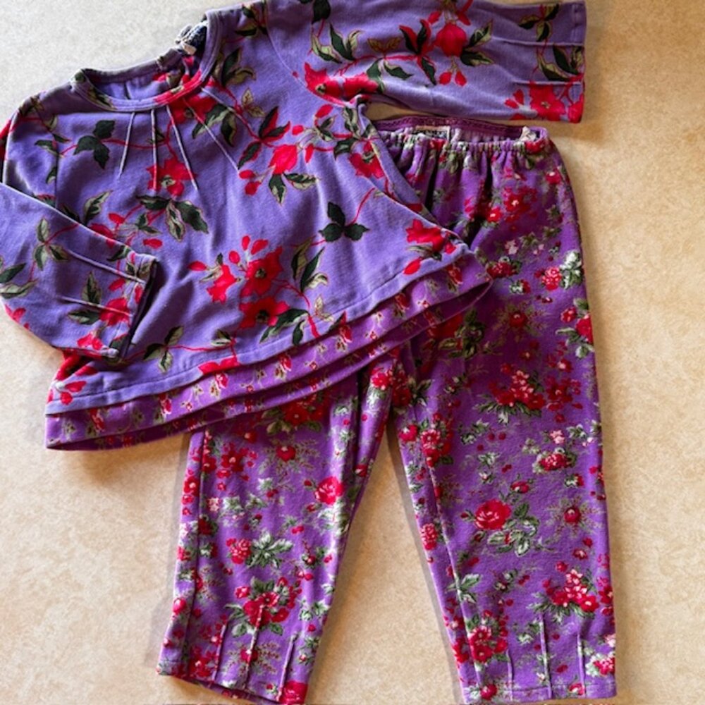 Vintage Cornelloki 2 piece Purple Floral Outfit sz 3 4
